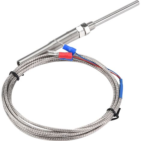 M8 Thread PT100 Platinum Resistor Thermocouple 50mm Probe Temperature Sensor Wire 0-400℃ (2 m)