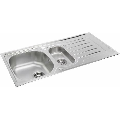 Stainless Steel Kitchen Sink Carron Phoenix Onda 100cm 1.5 Bowl Inset Reversible (1/2)