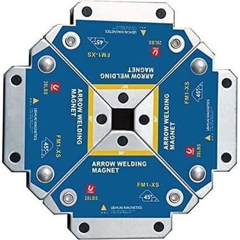 HOXILEELEOAimants de soudage — Lot de 4 : Force de maintien de 13 kg, supports/positionneurs magnétiques d'angle pour soudure (45°, 90°, 135°) (1/5)