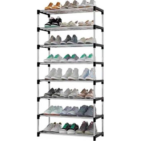 Scarpiera impilabile portascarpe scaffale 8 ripiani Organizer Scarpe salvaspazio (1/2)