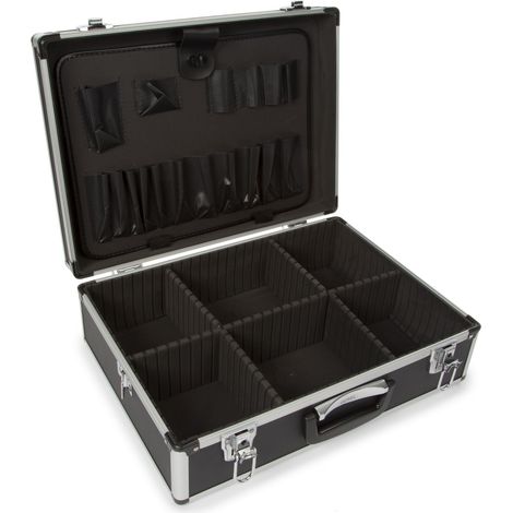 Perel – Mallette à outils aluminium 455 x 330 x 152 mm – 6 compartiments – 2 serrures à clé – Coins renforcés pour protection optimale (1/5)
