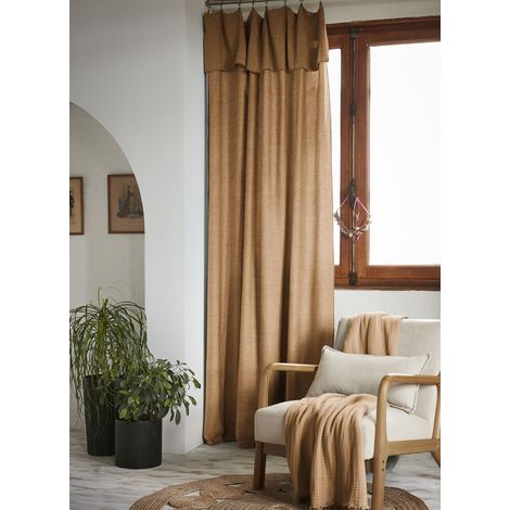 Rideau ajustable 140 x 270 cm – Lyocell Uni Lysandre Camel  + 8 Anneaux Pince