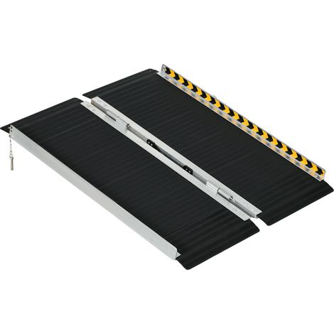 Klappbare Laderampe für Rollstühle, rutschfestes Aluminium, 91 x 73,6 cm, schwarz