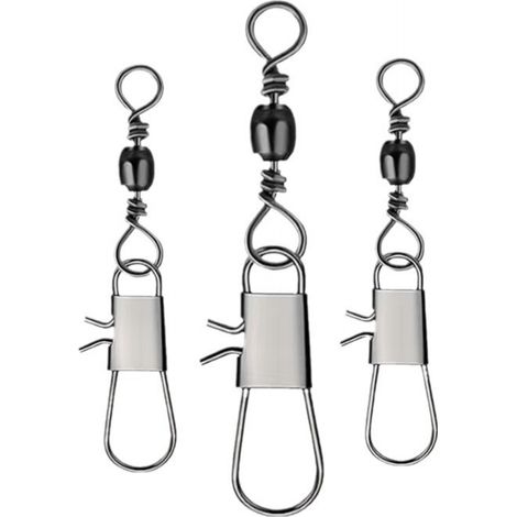 Assortiment de 12 tailles - 240 pièces d'émerillons de pêche haute résistance avec agrafes de sécurité, agrafes à verrouillage en acier inoxydable pour eau salée et eau douce, accessoires de pêche pou (1/5)