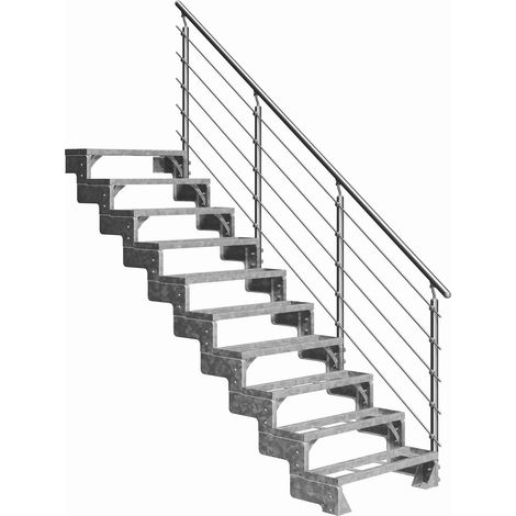 Dolle Außentreppe Gardentop 180-220cm Geschosshöhe mit Einlegerahmen 80cm breit mit Prova-Geländer