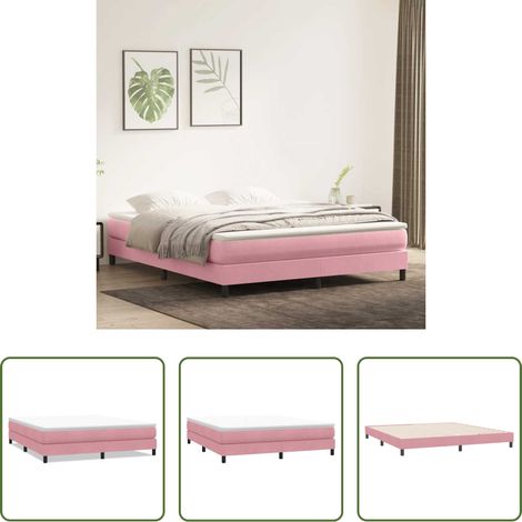 Sommeil réparateur -  Sommier à lattes de lit sans matelas rose 180x220 cm velours (1/5)