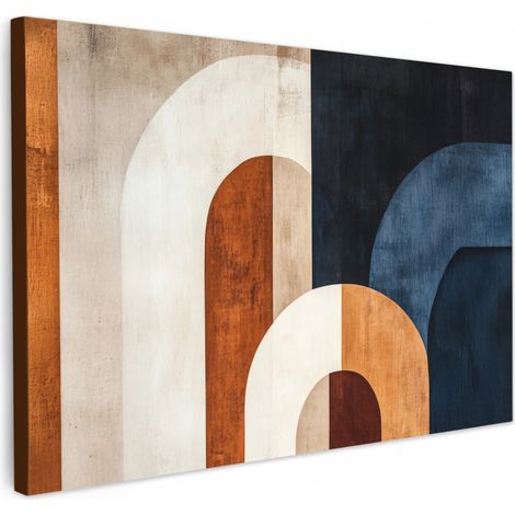 TABLEAU SUR TOILE Abstrait - Formes - Bleu foncé Toile Peinture Grand Format XXL 150x100 cm