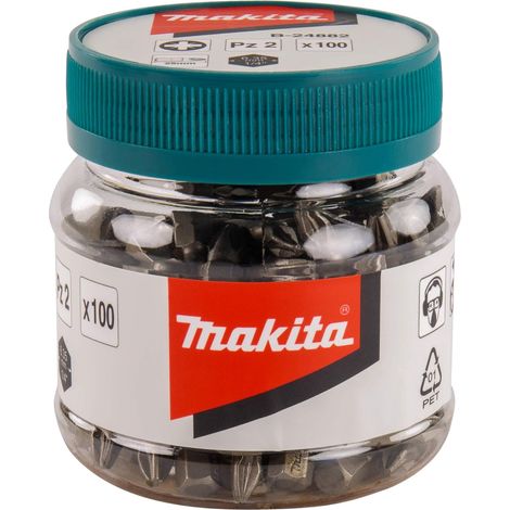 Makita x 100 Pozi No 2 25mm Hex Insert Bits In Candy Tub PZ2 B-24882 100 Pieces (1/2)