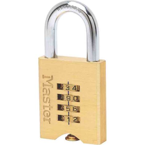 Master Lock 651EURD Cadenas à Combinaison à 4 Chiffres en Laiton, Doré, 10 x 5,1 x 1,3 cm