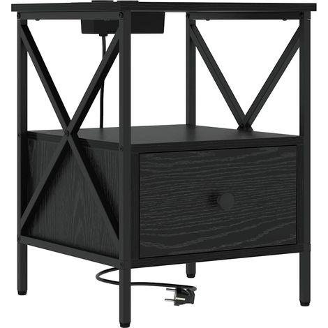 Maison Exclusive - Armadio da Notte con cassetto Rovere Nero 41,5 x 40,5 x 55 cm
