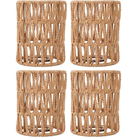 Abat-jour rétro Imitation rotin, Style bohème, tissé à la main, pour lampadaires, lustres, mur de Table, 4 pièces (1/4)