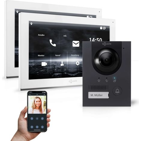 GOLIATH PRO IP Türsprechanlage  App  Anthrazit  1-Familie  2x 10 Zoll  Unterputz  180 Grad
