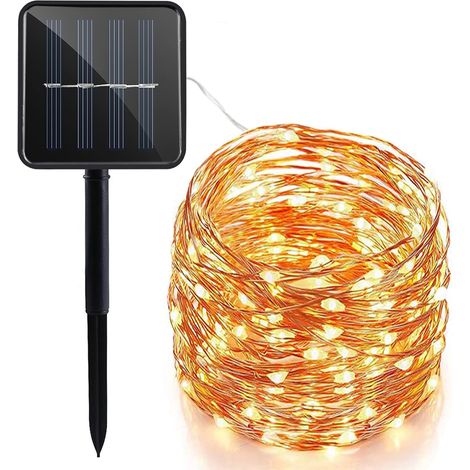 Guirlande Solaire 200LED Fil de Cuivre 22m, 8 Modes Imperméable Lumière Féerique Extérieure pour Noël, Mariage, Terrasse, Jardin, Maison, Chambre (Blanc Chaud) (1/5)