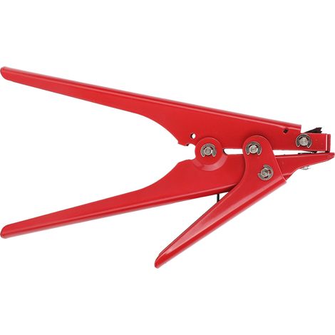 Pistolet à colliers de serrage nylon portable, tension réglable, outil de fixation et coupe de liens plastique rouge (1/5)