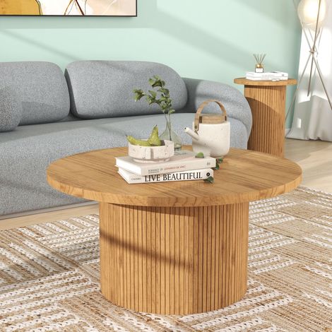 Runder Couchtisch mit Holzsockel (1/5)
