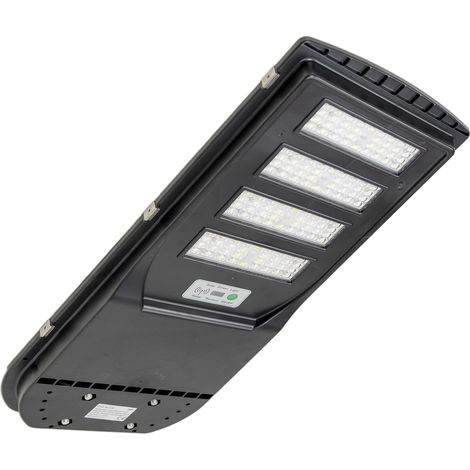 Lampadaire SL130 300 W, avec panneau solaire intégré de 20 W, 6 500 K, 2 900 lm, 4 batteries intégrées de 20 Ah et détecteur de mouvement à micro-ondes (1/3)