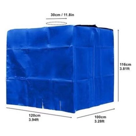 IBC 1000L Wassertankabdeckung, Regenwasserbehälterabdeckung mit Reißverschluss, winddicht, UV-beständig, reißfest (420D) (Blau) (1/4)