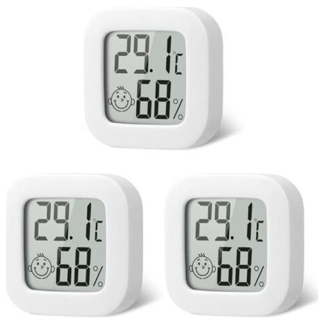 Pack of 3 Indoor Hygrometer Thermometer, PCS Mini High Precision Digital Indoor Hygrometer Thermometer, Accurate Thermometer and Hygrometer for Home, Office, Reptiles, Nursery (1/5)