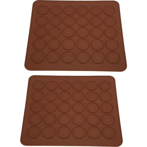 2 Pcs Matelas de Cuisson Macaron, 30 Trous Tampon de Pâtisserie en Silicone Non Collant pour Four Feuille de Fabrication Moules Cuisine Outil Accessoire pour Macaron Cupcake Dessert (1/5)