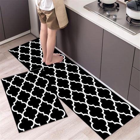 BEBUSINGOTO Tapete de cocina [2 piezas] Antifatiga, cómodo y acolchado, impermeable y antideslizante, ideal para cocina, hogar, oficina y lavandería, 40,6 x 60,9 cm + 40,6 x 122,9 cm (1/3)