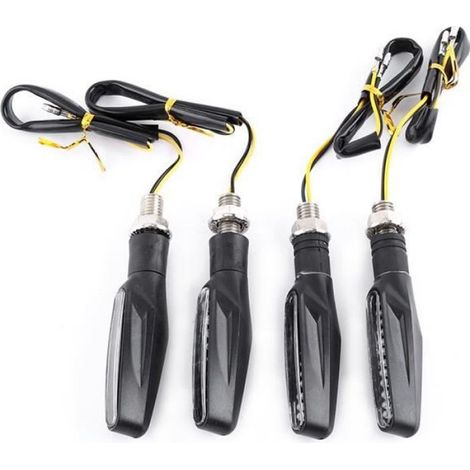 Clignotant Moto - 12 LED - 12 V - Lumière Ambre - Boîtier Noir - Filetage 10 mm - 4 Pièces