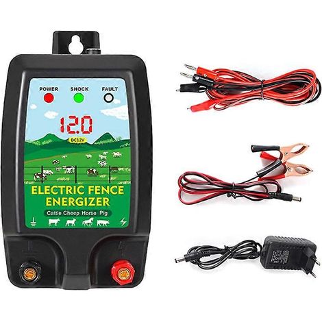Kit de clôture électronique 1,5-2 J, chargeur pour clôture pour bétail (ovins, bovins, chevaux, volailles), outil de clôture, prise UE (1/5)