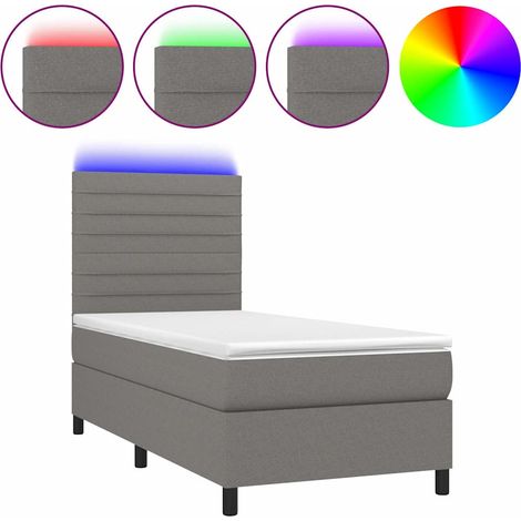 Maison Exclusive - Cama box spring colchón y luces LED tela gris (1/5)