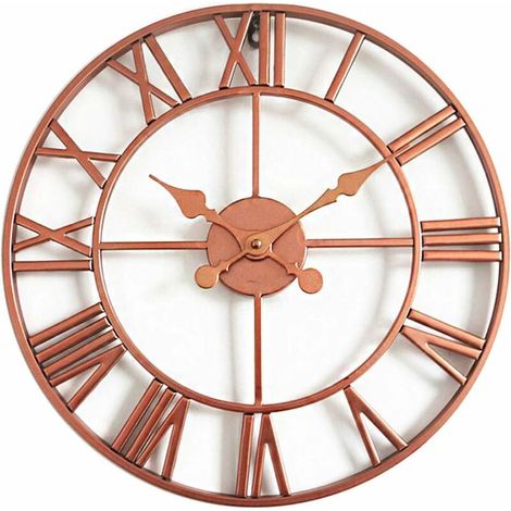 royaluxe - Horloge murale silencieuse vintage avec chiffres romains sans tic-tac, en métal - Décoration d’intérieur pour salon, cuisine, café, hôtel et bureau - 40 cm (1/5)