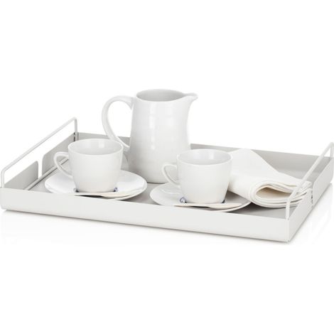 Vassoio da portata per tavola cucina in metallo bianco Jax