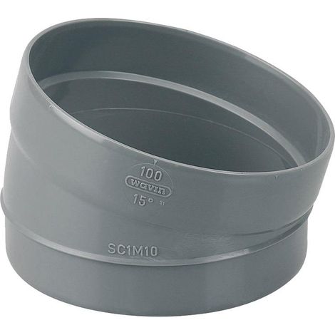 Wavin sector de codo 15° gris diámetro 100 mm PVC