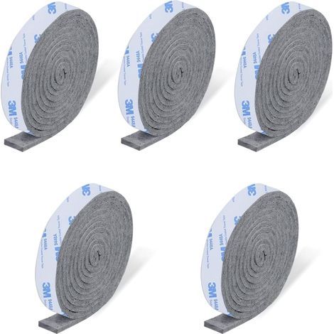 5 rouleaux de patins en feutre auto-adhésifs pour meubles, 100 x 2 cm, découpables à la taille souhaitée, antidérapants, protègent vos meubles et vos sols en bois. (1/5)