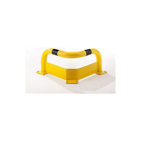 Eck-Rammschutz-Bügel, mit Unterfahrschutz, Rundrohr 76/3 mm, zum Aufdübeln, Innenbereich, Farbe gelb/schwarz, BxTxH 600x600x350 mm (1/2)
