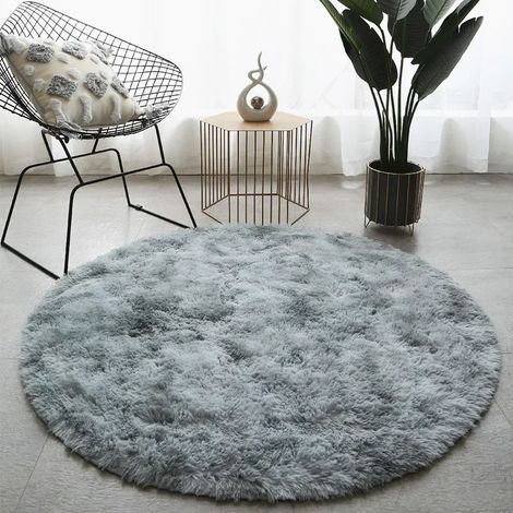 Ultraweiche, weiße, runde Plüschteppiche für Wohnzimmer und Kinderzimmer, flauschiger Teppich für Zuhause (1/5)