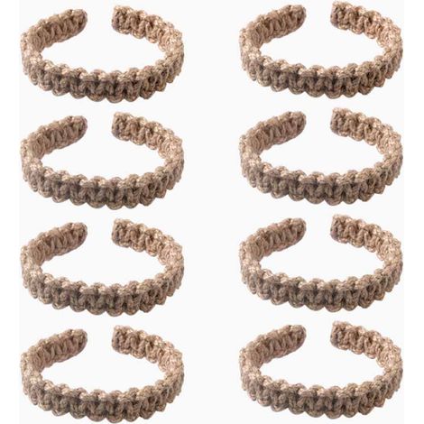 Attache Rideau - Coton Lin - 240 x 20 x 10 mm - Intérieur Extérieur - Lot de 8