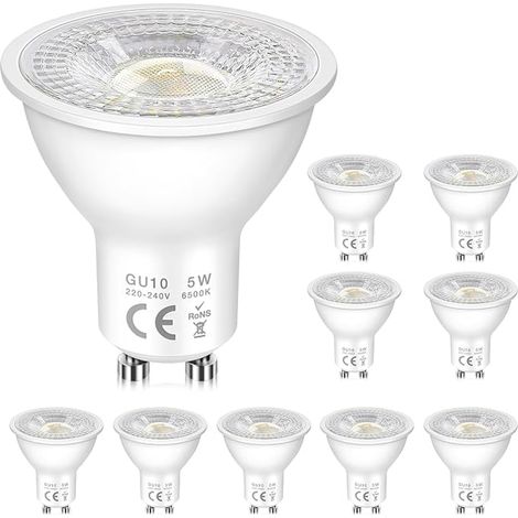 Ampoule LED GU10 Spot 5W Équivalent Halogene 50W Blanc Froid 6500K 500 Lumens MR16 LED Spot 120° Larges Faisceaux Lumières Encastrées Feux de Piste (1/5)