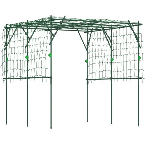 Support pour plantes en acier électrique, antirouille, adapté aux plantes grimpantes et à la culture en treillis, 223 x 223 x 223 cm, arche pour roses, vert. (1/5)