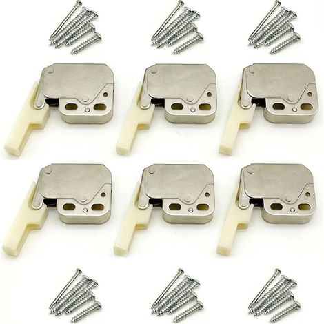Lot de 6 Loqueteau a Ressort Porte Push to Open Poussoir Porte Placard Fermeture Porte Placard Serrure Placard Crochet Fermeture Porte pour Armoires Tiroirs Meubles de Cuisine et Penderies (1/5)