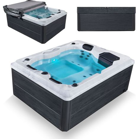 Vasca idromassaggio da esterno Oasis senza gradini riscaldabile, con luce colorata a LED, getti massaggianti, generatore di ozono e sistema di filtraggio (1/3)