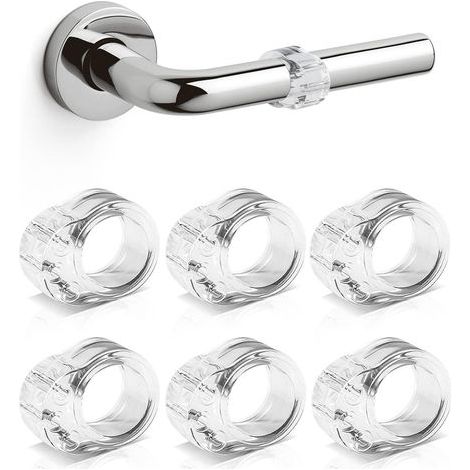6 Pièces - Butée de porte - Protège poignée - Protection mur et meuble - Installation sans perçage - Transparent - 18 mm (1/5)