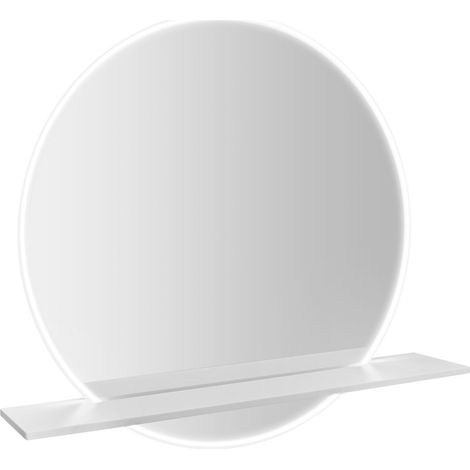 Miroir rond VISO avec éclairage LED et étagère, ø 70cm, blanc mat (1/4)