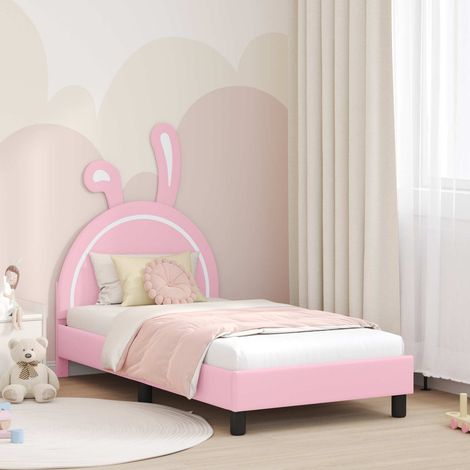 Cadre de lit pour enfants avec tête de lit-Structure de lit Rose 80 x 160 cm PU 703541 (1/5)