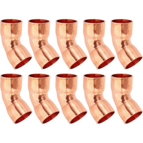 1/2" ID 0,8mm Épais Raccord Coudé en Cuivre, 5Pcs 99,9% Cuivre Pure de Tuyau à 45 Degrés, Connecteur Tube Rayon Court avec Connexion Soudée la Sueur - (1/5)