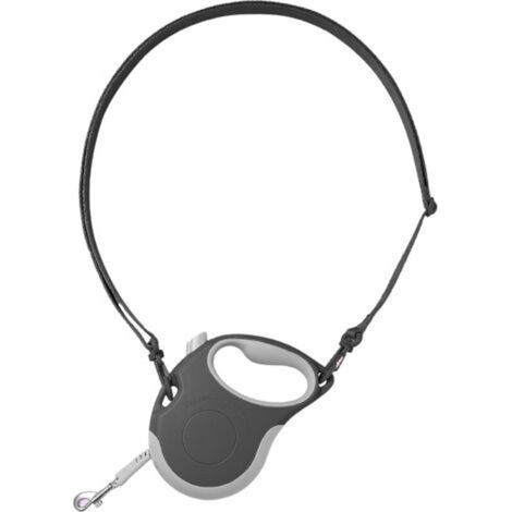 Laisse rétractable pour chien/chat/animal de compagnie avec bandoulière (petite taille 0-33 lb) - 5 mètres/16 pieds, noire Mains libres (1/4)