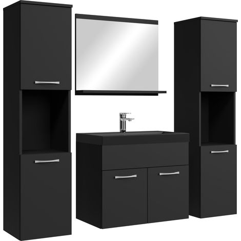 Badezimmer Badmöbel-Set Montreal XL 60cm Schwarze Waschbecken -
