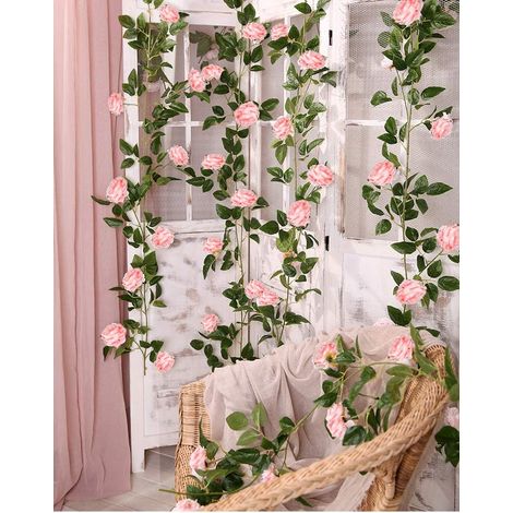 Guirlande Fleur Artificielle - Pivoine en Soie - 200 cm - Pour Décoration Intérieure Extérieure Mariage Jardin - Lot de 3