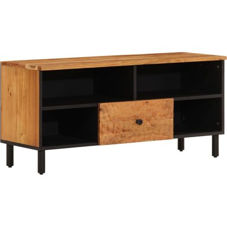 Mueble TV multimedia estantería para televisión buffet para televisión comedor salón dormitorio 100 x 33 x 46 cm madera maciza de acacia marrón 020025443