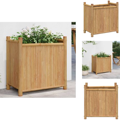 Jardinière 50x30x50 cm bambou - Jardinier - Pot De Fleurs - Bac À Fleurs - Bambous - Déco Extérieur (1/5)