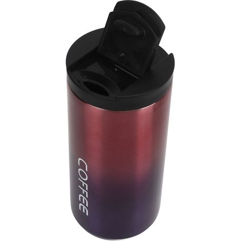 Isolierbecher aus Edelstahl mit großem Fassungsvermögen und Farbverlauf, 350 ml, rutschfeste Isolierflasche, lila Farbverlauf (1/4)