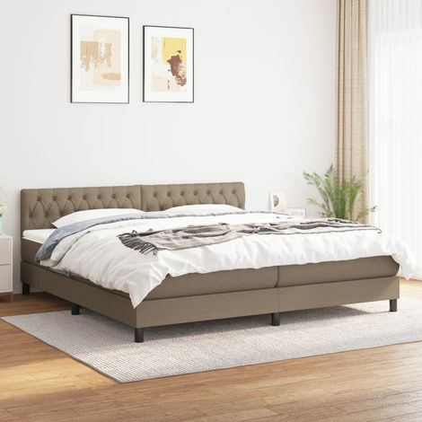 Lit Adulte - Lit à sommier tapissier avec matelas - Meuble de Chambre à Coucher - Taupe 200x200 cm Tissu XEJZT142902 (1/5)
