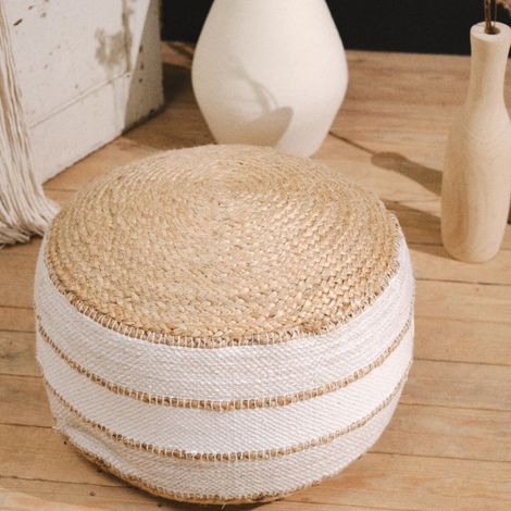 Today Modèle Coton Jute Pouf Beige 50 cm (1/3)